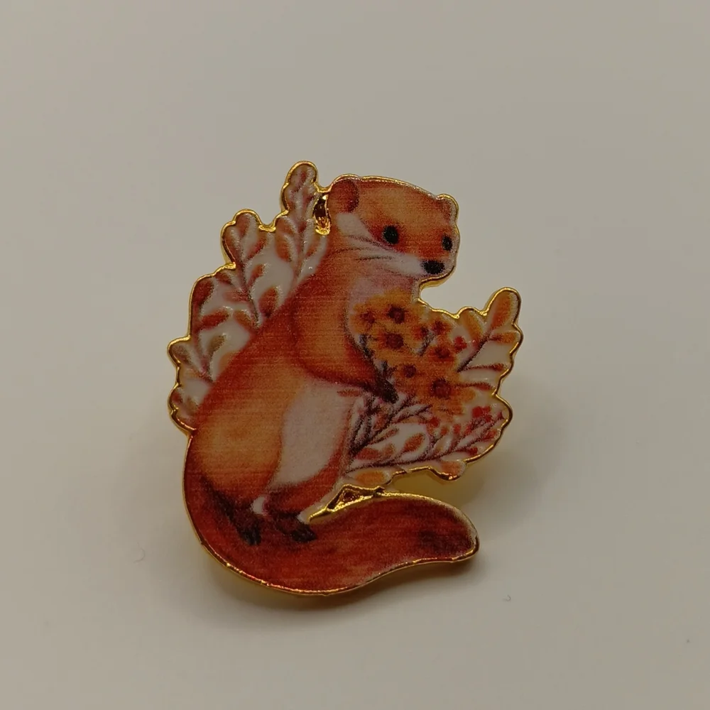Fall Otter Sweater Pin, Whimsical Autumn Forest Brooch, Jewerly